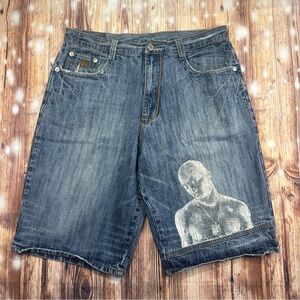 VIntage Makaveli Jeans Men’s 2pac Blue Denim Jean Shorts Size 38